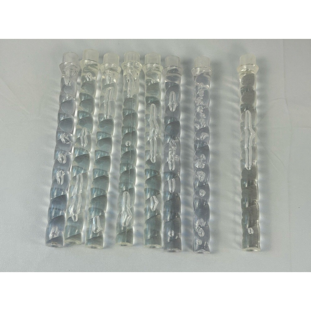 Vintage Lucite Acrylic Swirl Rods Clear Blue Mid Century Craft Set 8 Pieces